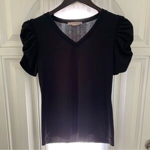 Philosophy Black Puff Sleeve V-Neck Top